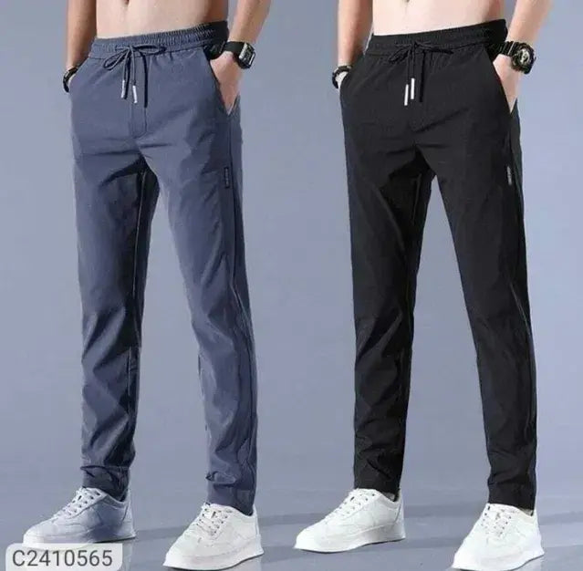 DM Buy1 Get 1 Free ©PREMIUM MEN'S HIGH STRETCH SKINNY LYCRA PANTS(Black & Gray)